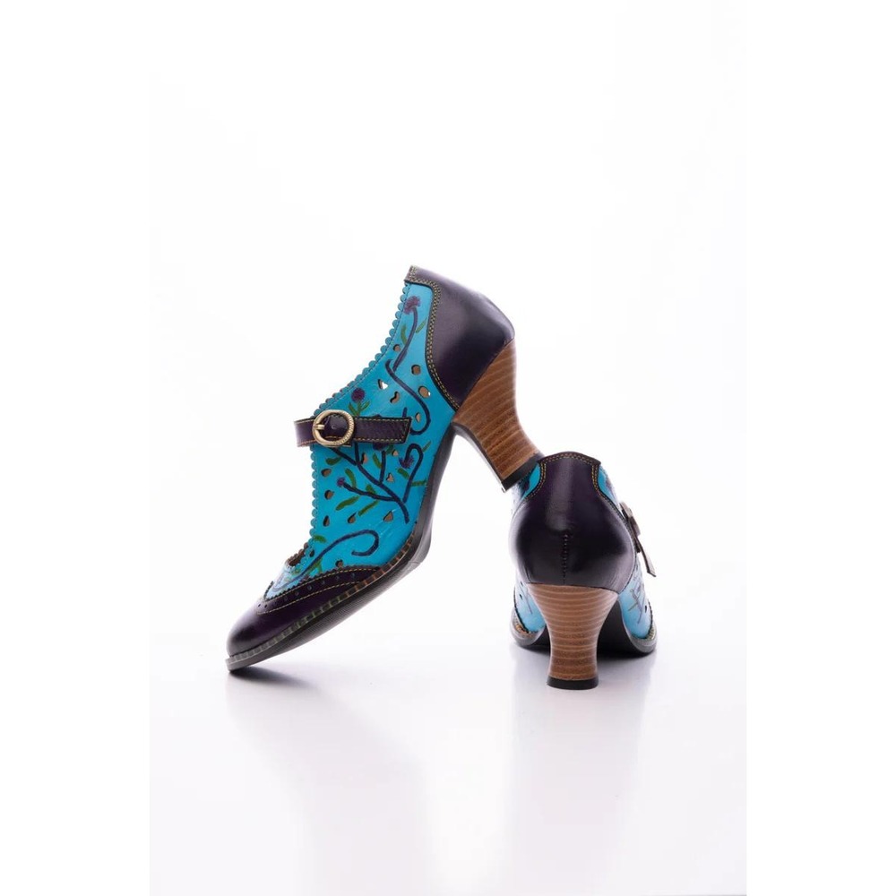SOFFIA‎ | Picking Petals Floral Perforated Leather Pumps, No Box